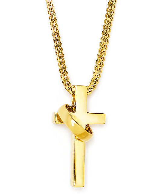 The Gold Gods Cross & Ring 28" Necklace Zumiez
