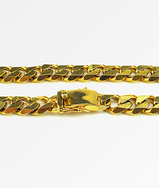 The Gold Gods Flat Edge 30" Cuban Link Necklace | Zumiez