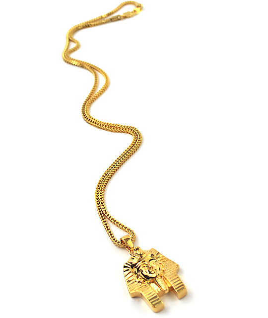 The Gold Gods Pharaoh Head Gold Necklace Zumiez