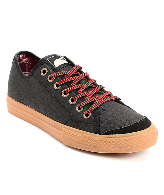 The Hundreds Valenzuela Low Black Waxed Canvas Skate Shoes Zumiez
