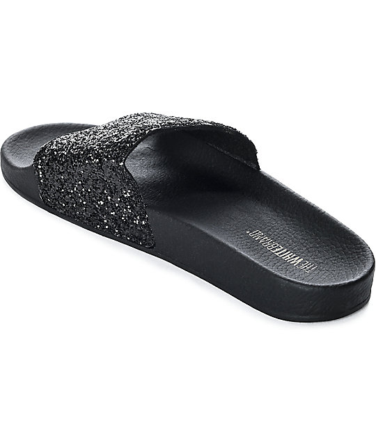 glitter sandals black