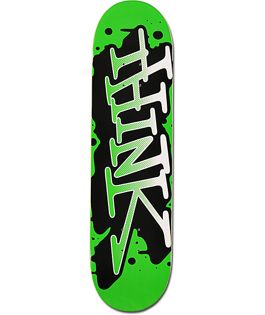 Think Skateboards Green & White Spray Tag 8.25" Skateboard Deck Zumiez