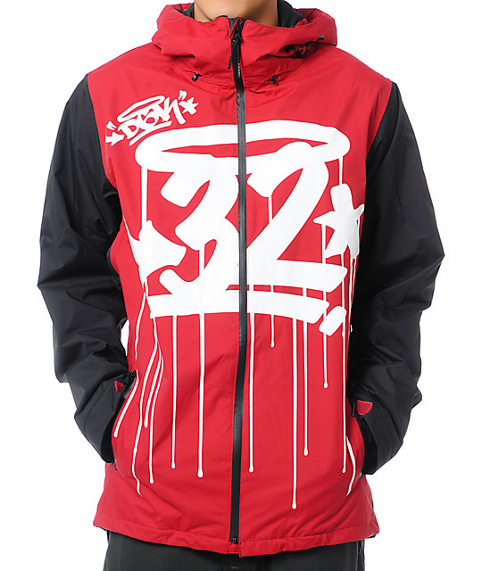Thirtytwo x DGK Shiloh 2 10K Red Snowboard Jacket Zumiez