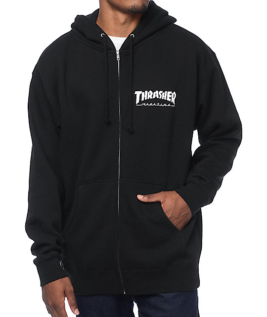 thrasher logo black zip up hoodie zumiez thrasher logo black zip up hoodie zumiez