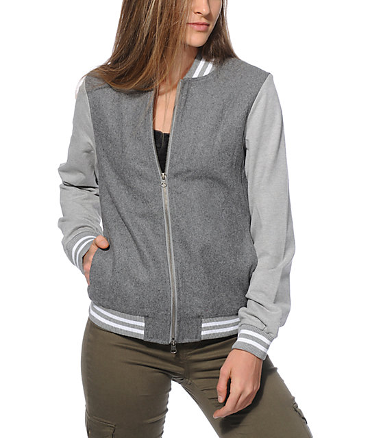 Thread & Supply Grey Varsity Jacket Zumiez