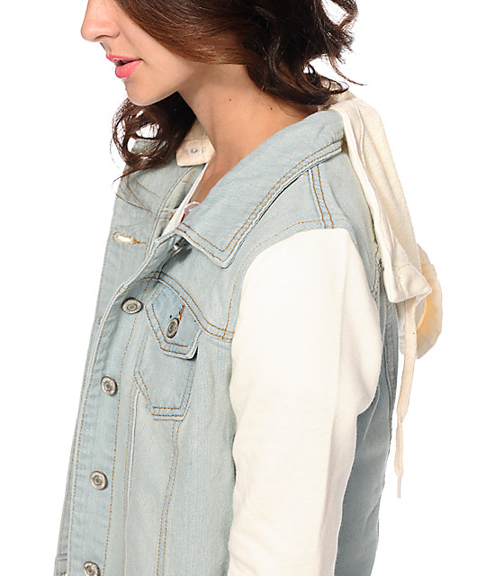 Thread & Supply Ivory & Light Wash Denim Jacket Zumiez