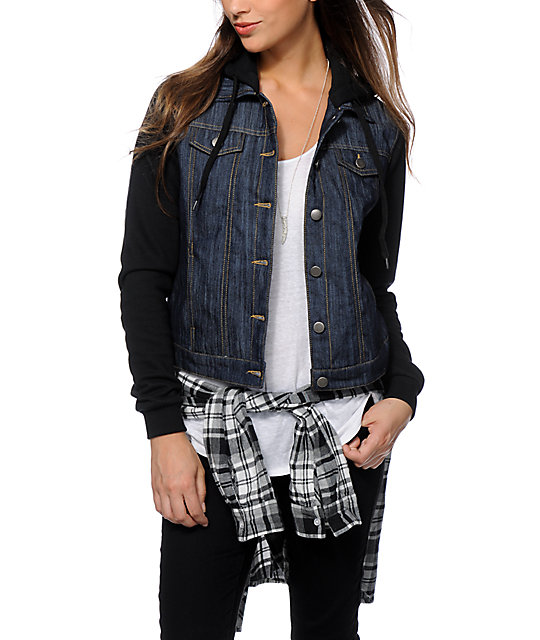 Thread & Supply Black & Dark Wash Denim Jacket