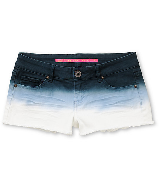 Tinsel Town Blue Dip Dye Ombre Cut Off Shorts Zumiez