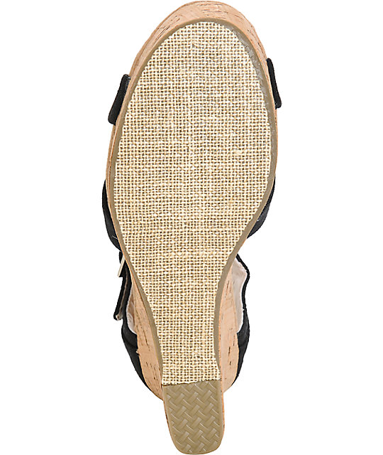 Toms Black Canvas Womens Strappy Wedges | Zumiez