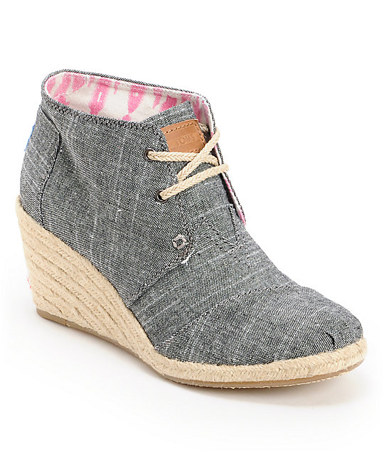 Toms Black Desert Wedge High Shoes Toms Black Desert Wedge High Shoes