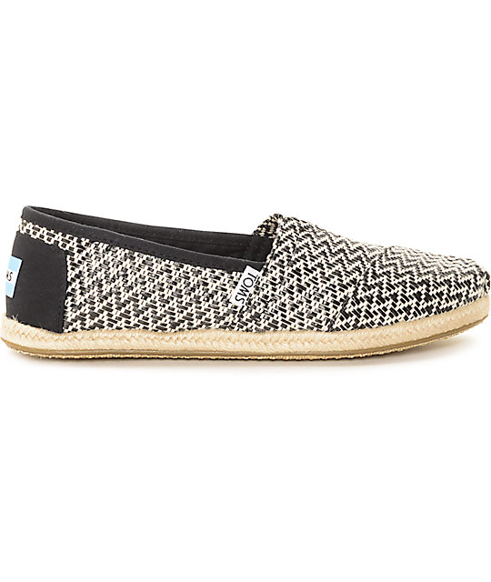 Toms Classic Black Woven & Rope Sole Shoes Zumiez
