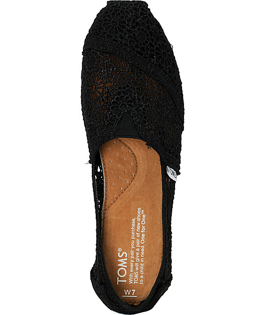 Toms Classics Black Crochet Women's Slip On Shoes Zumiez