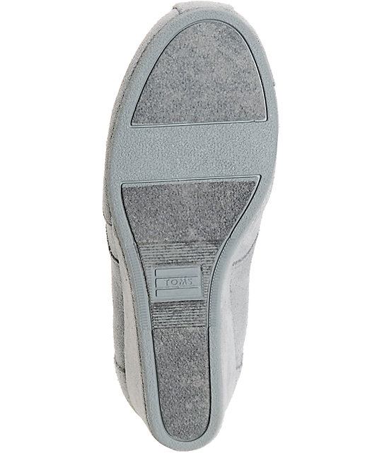 Toms Grey Embroidered Desert Wedge Shoes Zumiez