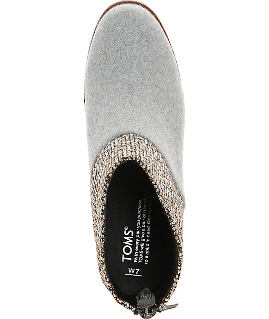 Toms Leila Grey Felt Shine Boucle Womens Boots Zumiez