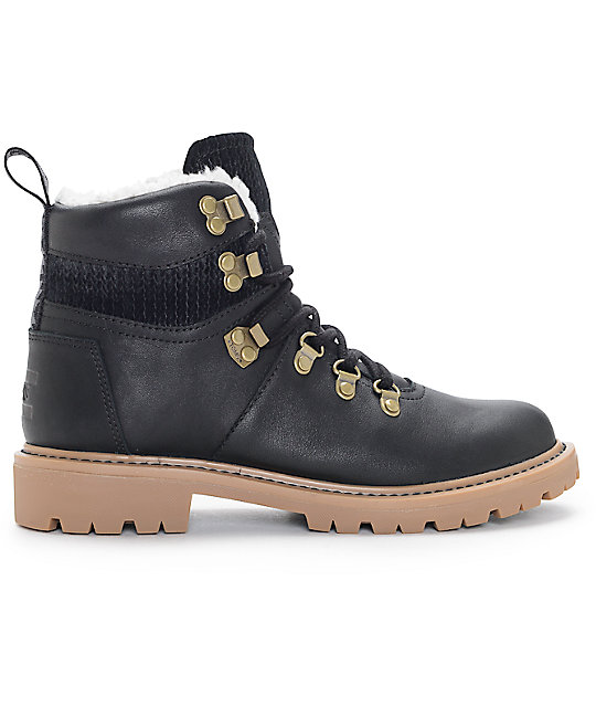 Toms Summit Waterproof Black Leather Womens Boots Zumiez