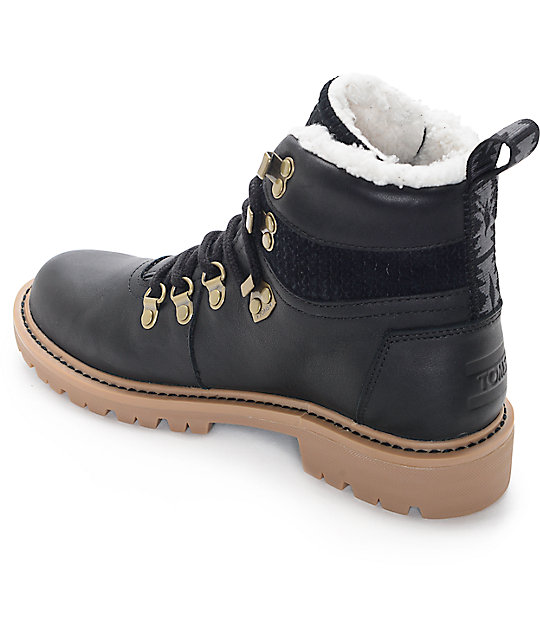 Toms Summit Waterproof Black Leather Womens Boots Zumiez