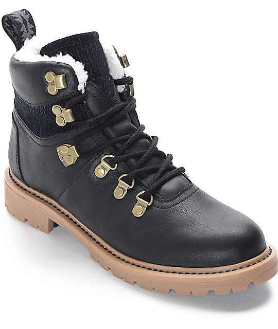 black leather womens boots