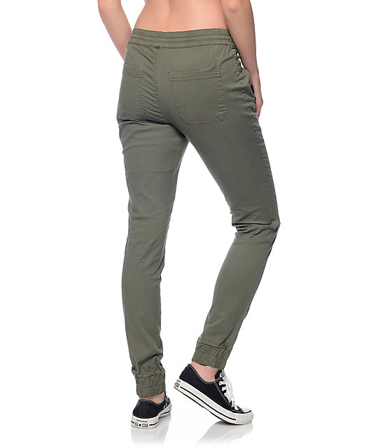 twill joggers zipper