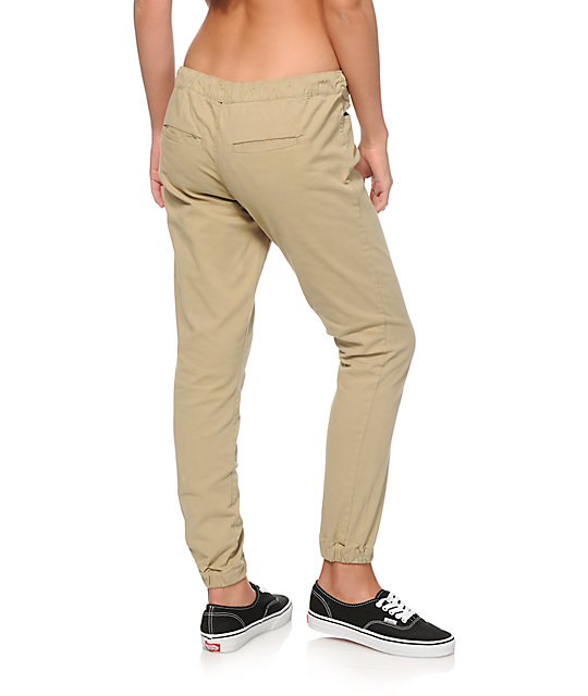 womens khaki jogger pants