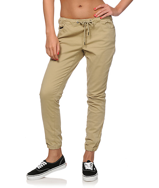 womens khaki jogger pants