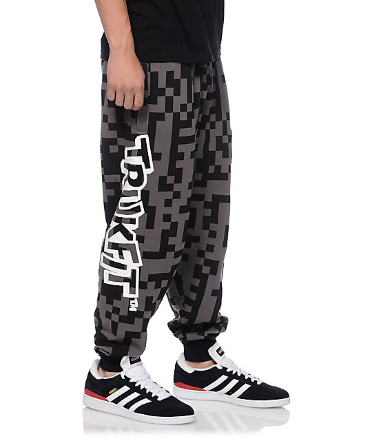 black and white checkered sweatpants