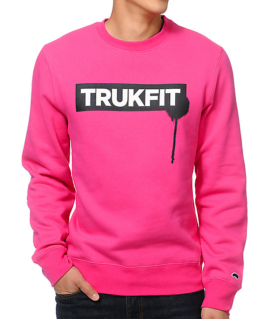 Trukfit Drip Pink Crew Neck Sweatshirt Zumiez