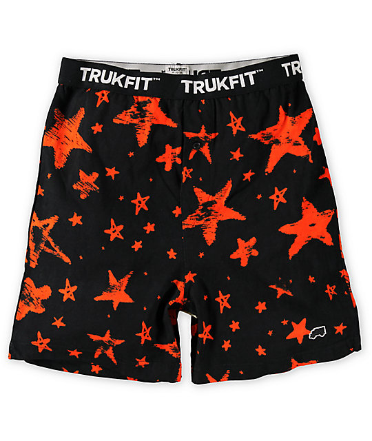 Trukfit Orange Stars Black Knit Boxers Zumiez