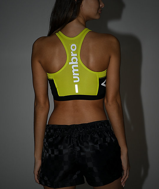Umbro Black & Neon Padded Sports Bra Zumiez