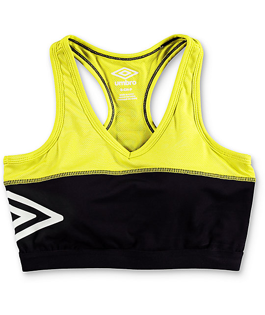 Umbro Black & Neon Padded Sports Bra Zumiez