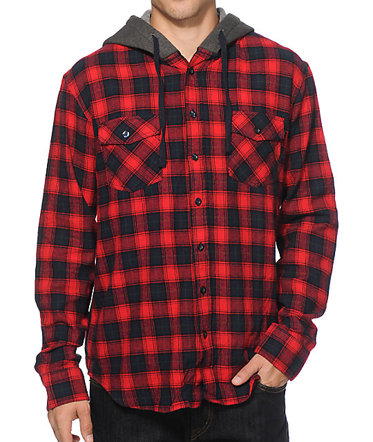 valor furthest mens hooded flannel shirt