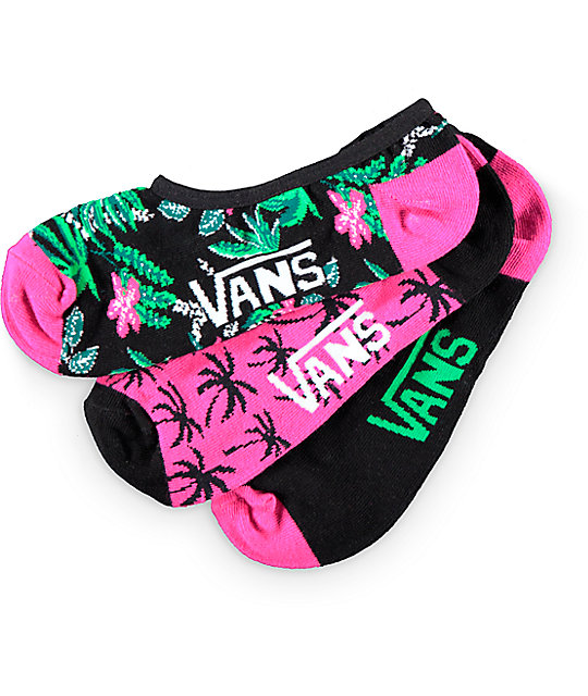 Vans 3 Pack Canoodle Palm No Show Socks Zumiez