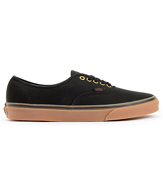 Vans Authentic Black & Gum Skate Shoes Zumiez