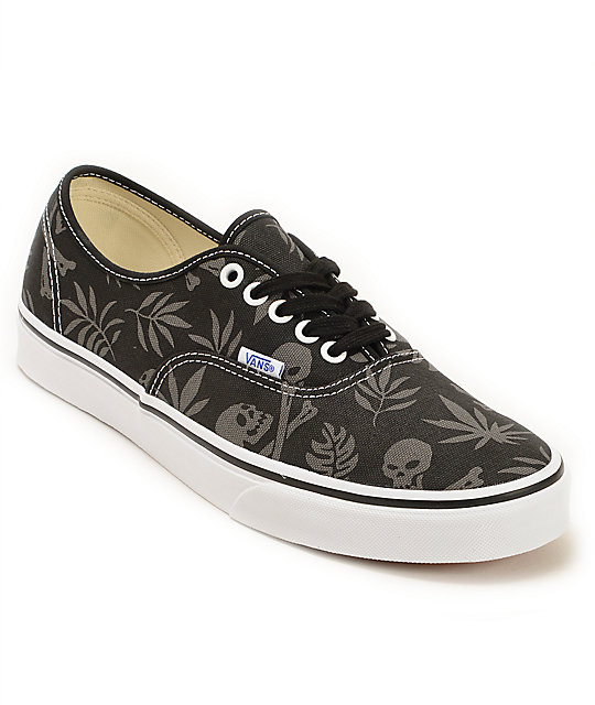 Vans Authentic Black Aloha Skate Shoes (Mens) at Zumiez PDP