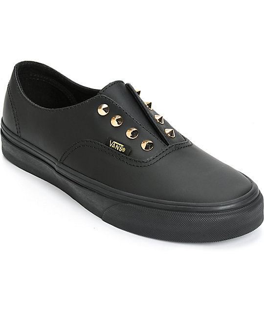 black leather slip ons womens