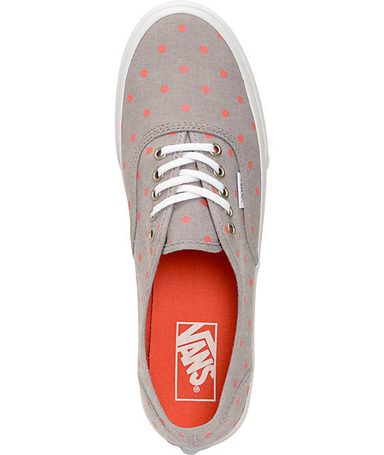 Vans Authentic Slim Grey Chambray & Coral Polka Dot Shoes Zumiez