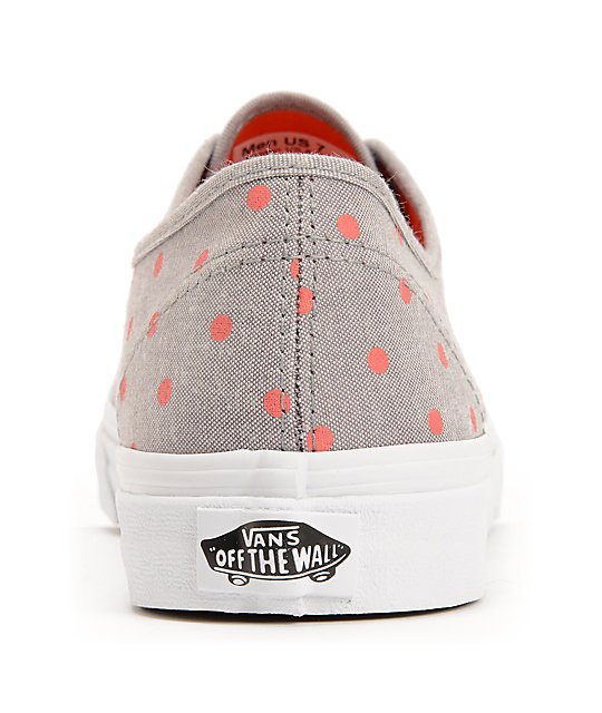 Vans Authentic Slim Grey Chambray & Coral Polka Dot Shoes Zumiez