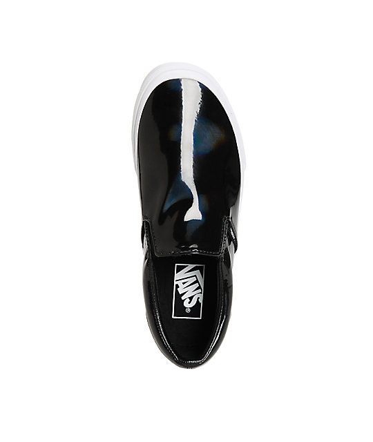 black leather vans slip ons womens