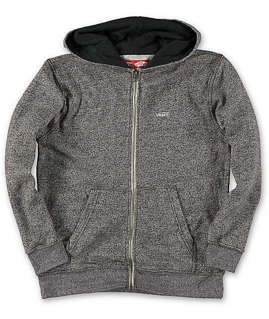 Vans Boys Core Basics Heather Charcoal Zip Up Hoodie Zumiez