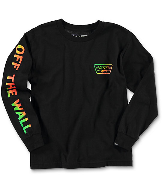 Vans Boys Full Patch Black Long Sleeve T-Shirt | Zumiez