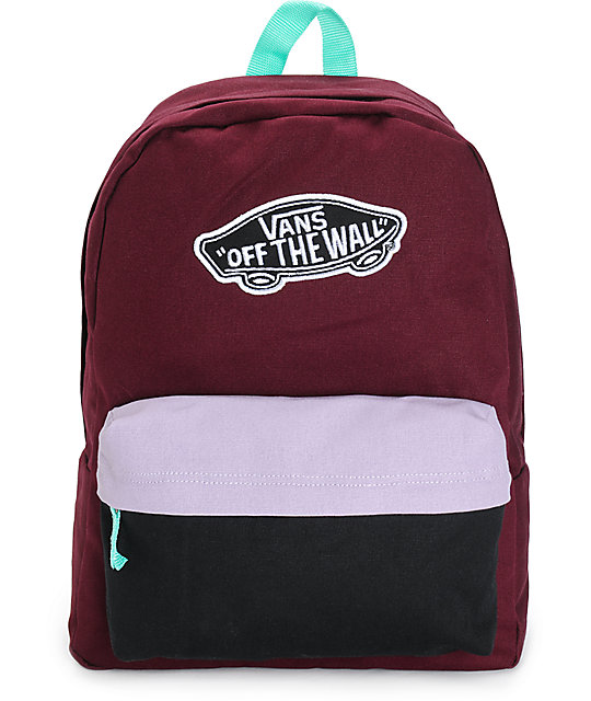 Vans Burgundy & Lavender Colorblock Backpack Zumiez