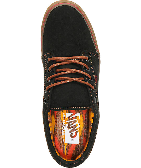 Vans Chukka Low Black & Gum Washed Canvas Skate Shoes | Zumiez