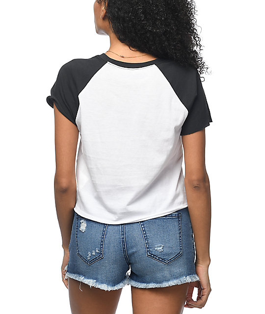 Vans Cut Off Black & White Raglan T-Shirt | Zumiez