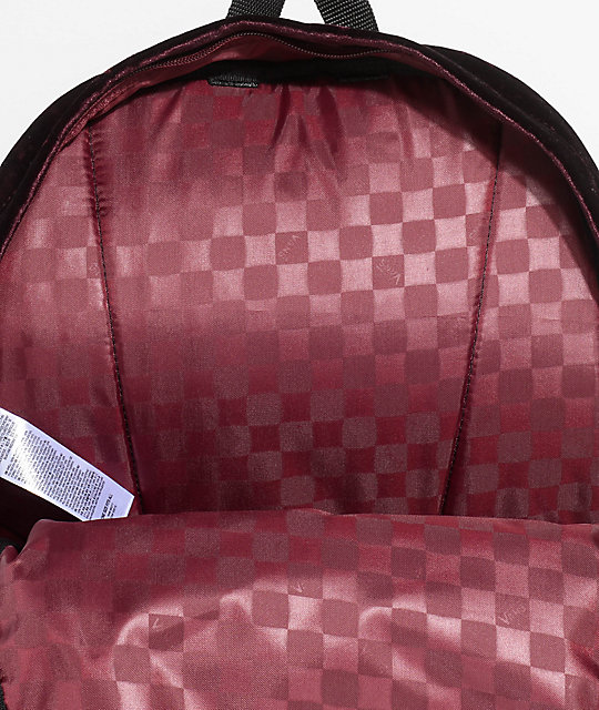 Vans Deanna II Burgundy Velvet 22L Backpack Zumiez