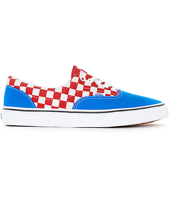 Vans Era 2Tone Checkered Blue & White Skate Shoes Zumiez