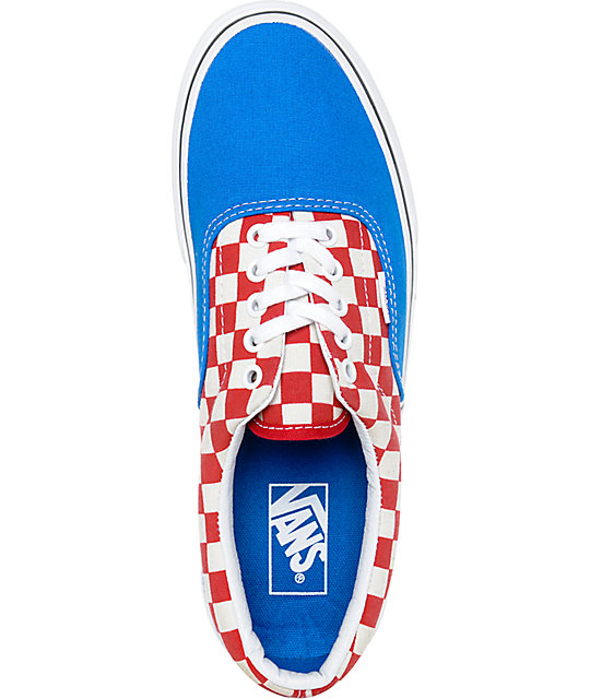 Vans Era 2Tone Checkered Blue & White Skate Shoes Zumiez