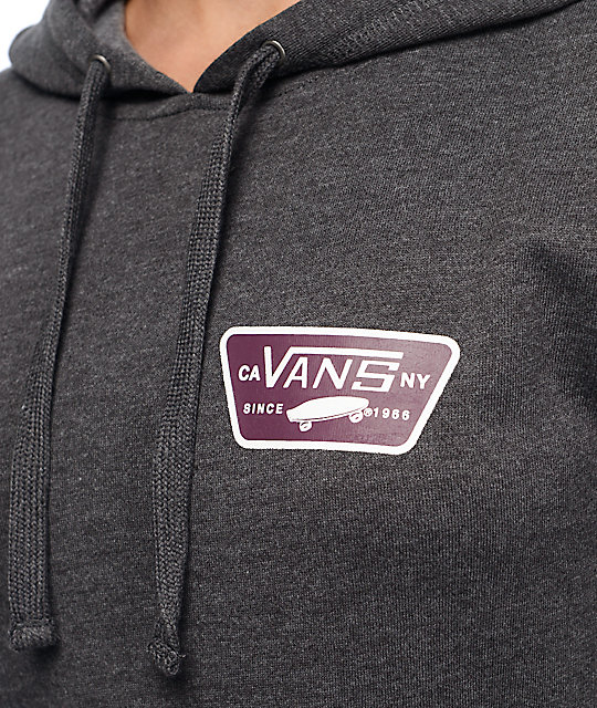 Vans Full Patch Charcoal & Burgundy Pullover Hoodie | Zumiez