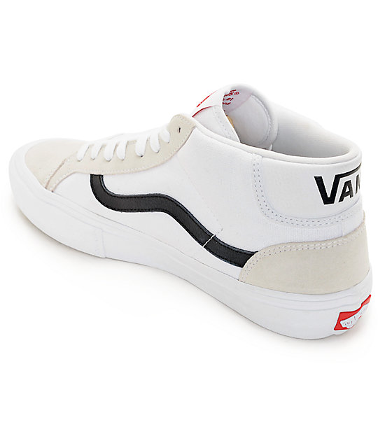 Vans Mid Skool Pro White & Black Skate Shoes Zumiez