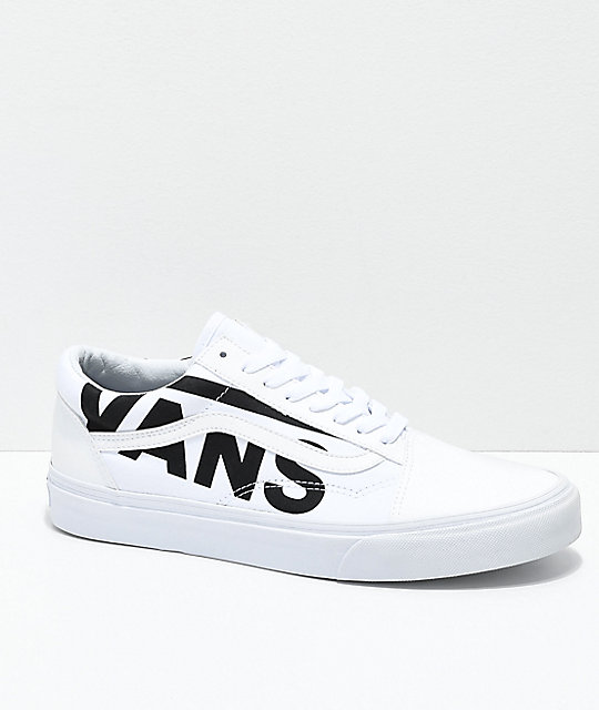 vans all white with black stripe