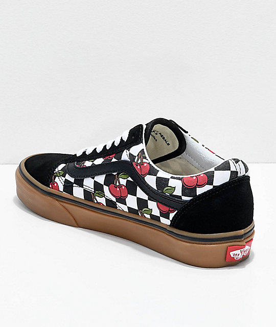 Vans Old Skool Cherry Black & Gum Checkered Skate Shoes | Zumiez