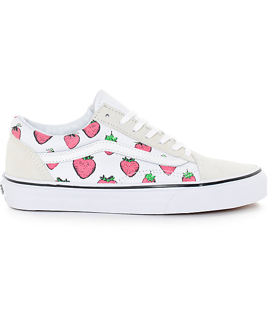 Vans Old Skool White & Strawberries Shoes Zumiez